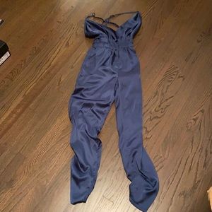 Satin navy blue jumpsuit